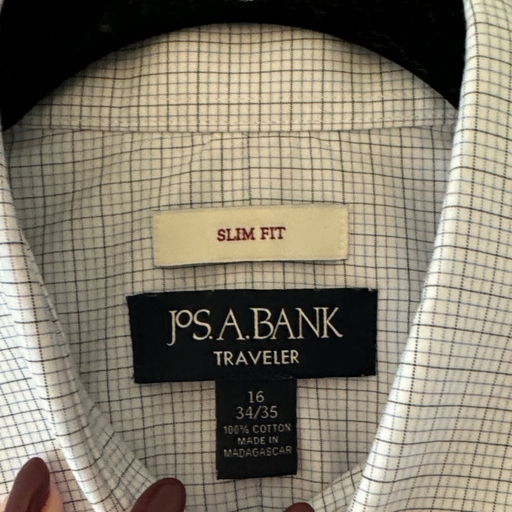 Jos. A. Bank Light Blue Checkered Dress Shirt - Picture 6 of 7